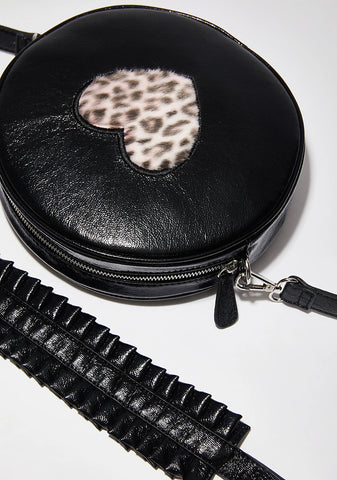 Pink Fur Heart Vinyl Bag