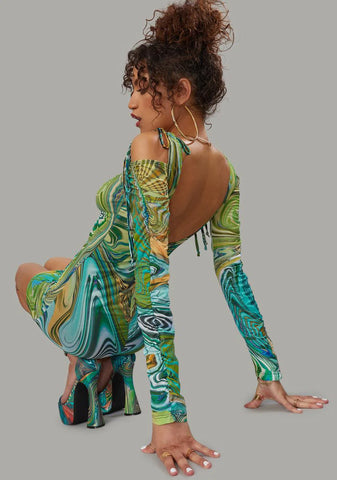 Hypnotic Habits Tie Front Bodycon Dress