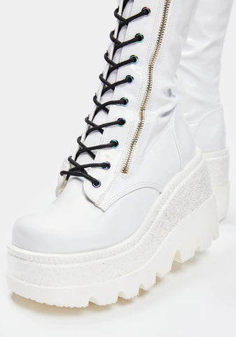 White Patent Shaker-374 Thigh High Boots