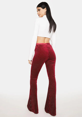Wine New Life Glitter Flare Pants