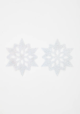 Snow White Glitter Snowflake Pasties