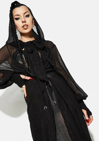 Long Pleated Chiffon Coat