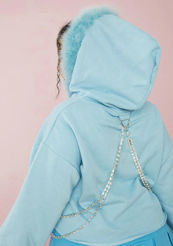 Aqua She's Blinged N' Babied Rhinestone Hoodie