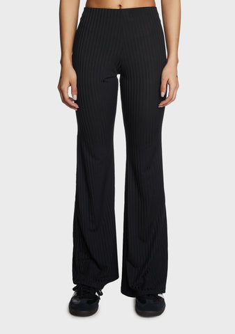 Sunday Plans Ribbed Pants - Black