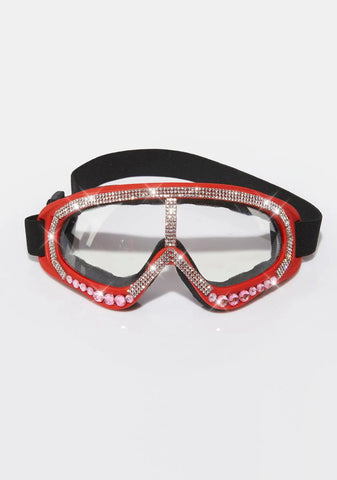 Scarlet Snow Vision Rhinestone Goggles