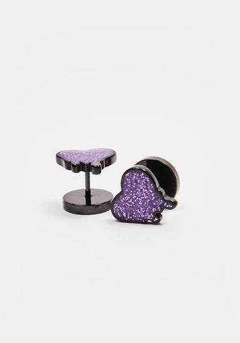 I Bleed Glitter Heart Stud Earrings