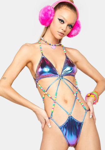 Aqua Corrupt Mind Strappy Bodysuit