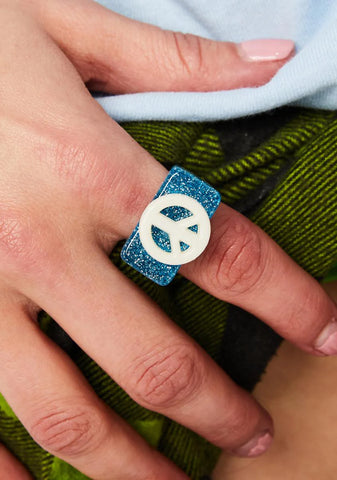 Berry Peace Out Glitter Ring