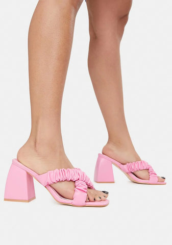 Elsa Ruched Criss Cross Block Heels