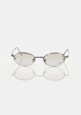 Oval Sparkle Clear Sunglasses
