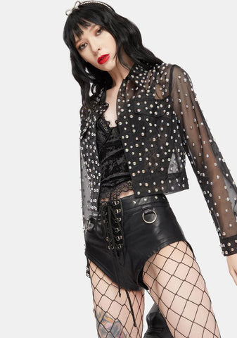 No Comment Mesh Crop Jacket