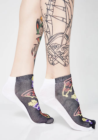 Pizza N' Friez B4 Guyz Glow-In-The-Dark Socks