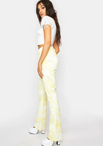 Lemon Psychedelic Flare Pants