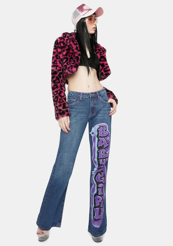 Baby Girl Graffiti Print Low Rise Jeans