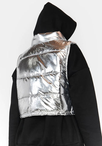 Silver Absolutely True Puffer Vest