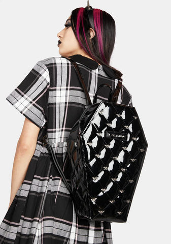 Studded Bat Quilted Coffin Backpack
