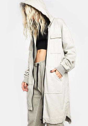 Filter Unisex Mitered Longline Zip-Up Hoodie