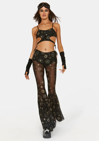 Cosmic Alchemist Mesh Crop Top