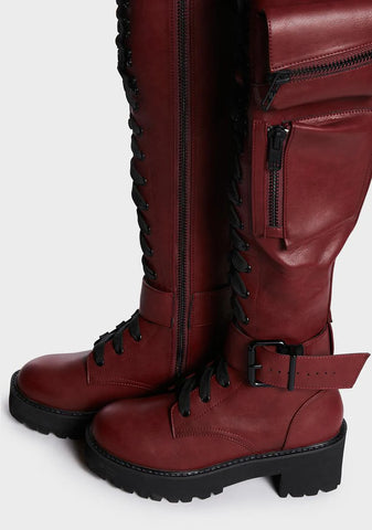 Oxblood Obsidian Pocket Combat Boots