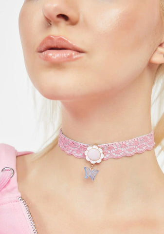 Butterfly Bloom Eyelet Lace Choker