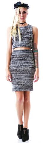 Sporty Knit Crop Top - Black