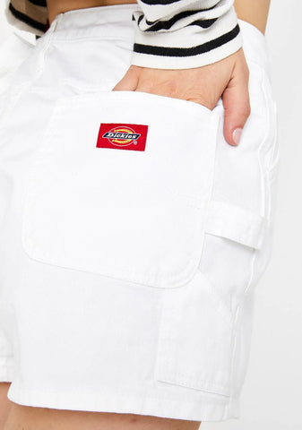 White High Rise Carpenter Shorts
