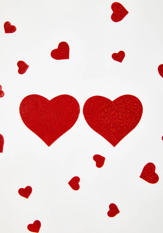 Red Glitter Heart Pasties