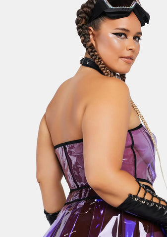 Plus Astro Vision Vinyl Corset Top