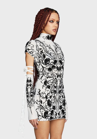 Charmed Vines Mini Dress - Ivory
