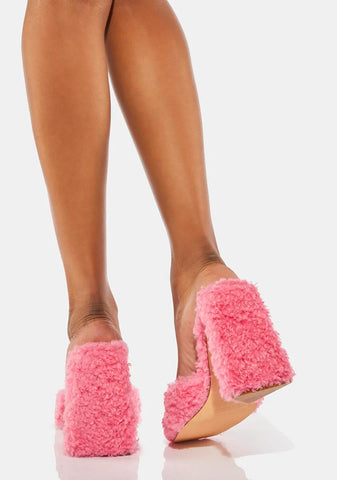 Pink Chandlar Fluffy Heels