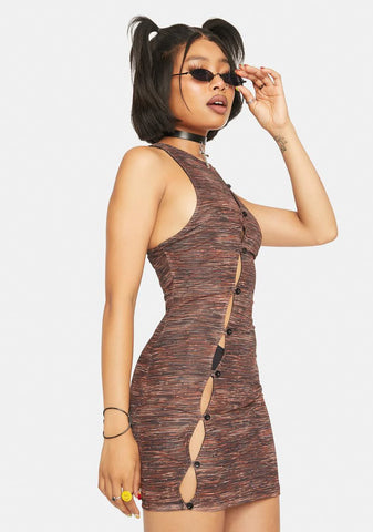 Summer Rays Brown Mesh Aida Mini Dress