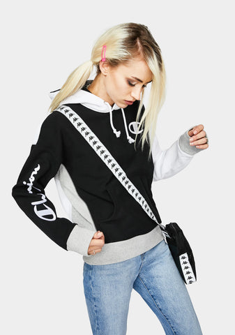 Black Reverse Weave Colorblock Hoodie