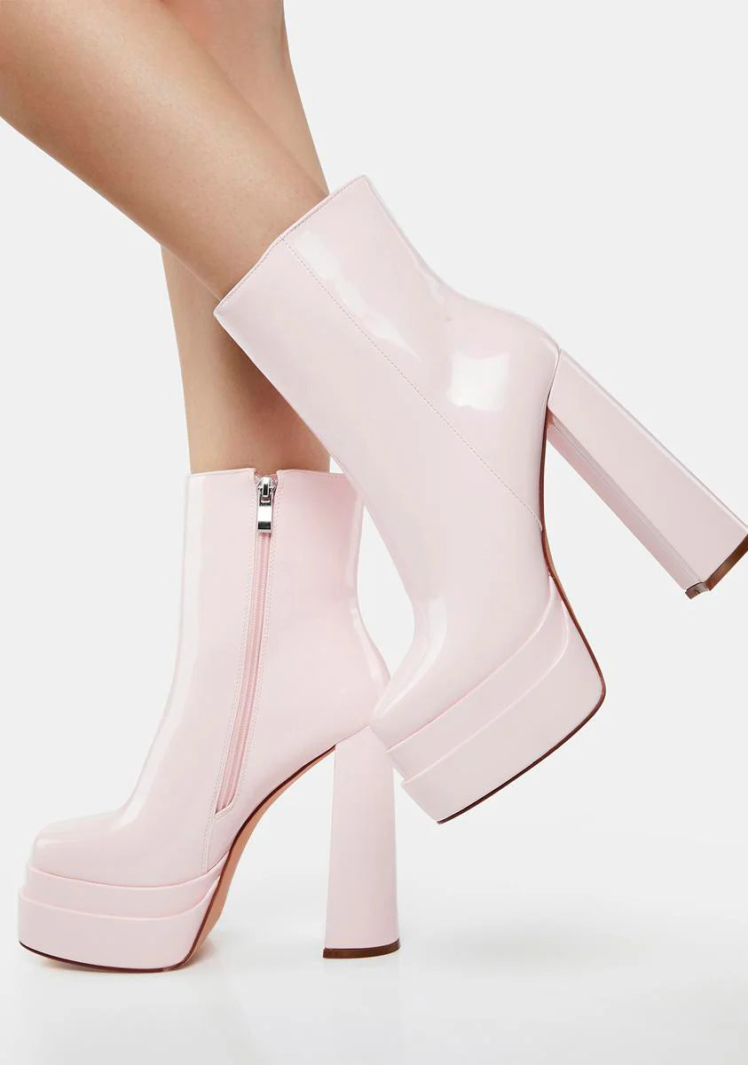 Pink Mateo Patent Platform Boots