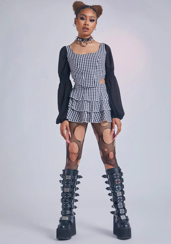 Wicked Menage A Trois Gingham Corset Tank