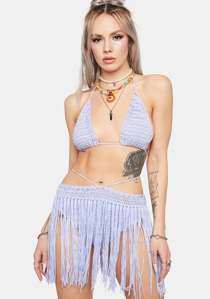 Lavender Where's The Love Crochet Skort Set