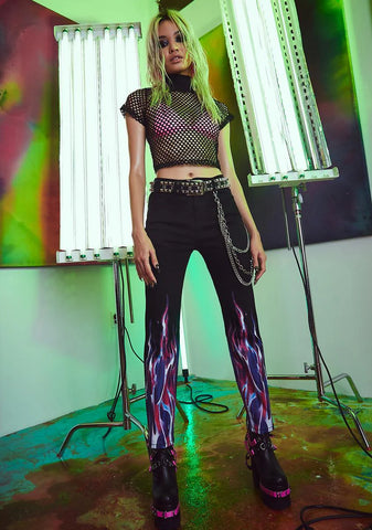 Watch It Burn Flame Print Pants