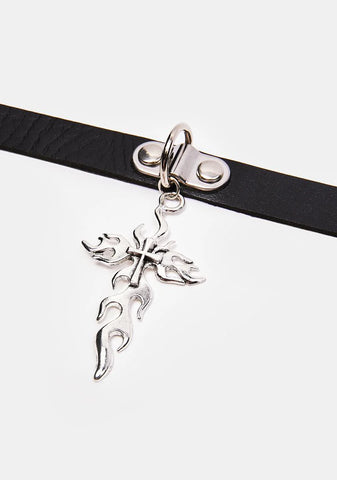 Night Never Be Saved Cross Charm Choker