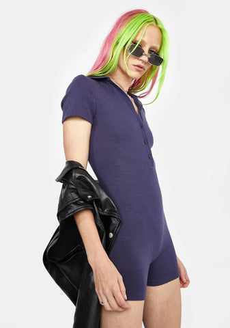 Navy Play To Win Knit Romper