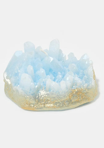 Blue Aura Quartz Gold Dipped Candle