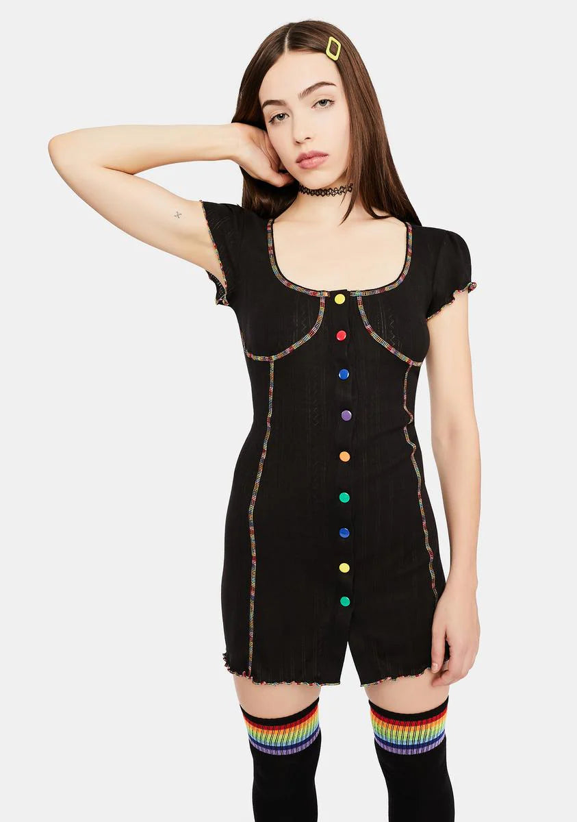 Cup Of Cheer Rainbow Stitch Mini Dress