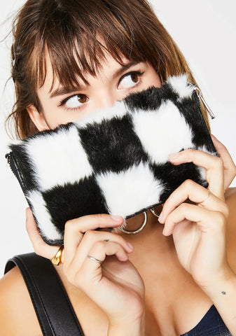 Double Check Faux Fur Wallet