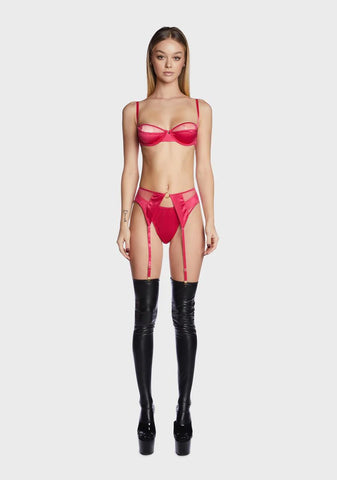 Bra Garter Belt And Panty Set