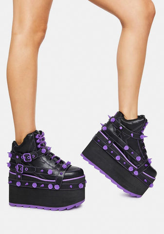 Purple Qozmo Bondage Rose Platform Sneakers