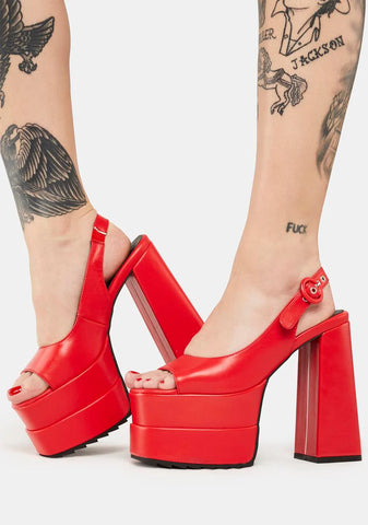 Say It Red Platform Heels