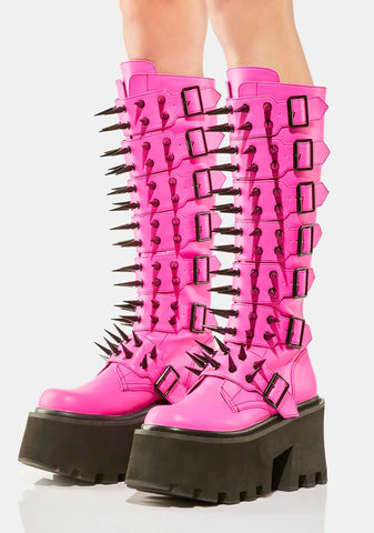 Sugar Coated Sins Spiked Knee High Boots