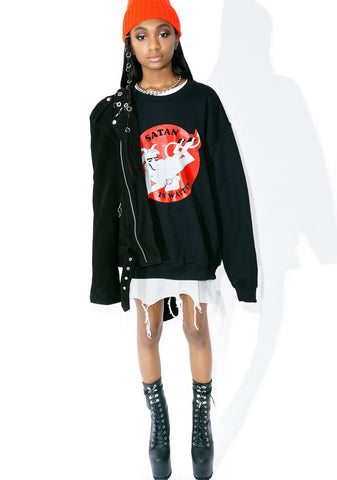 Satan Is Waitin Crewneck