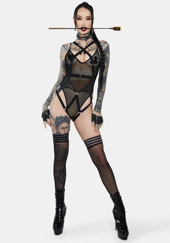 Acting Out Sheer Bodysuit & Harness Set