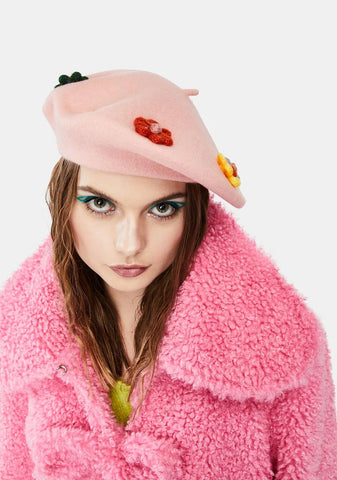 Rose Bloom & Grow Floral Beret