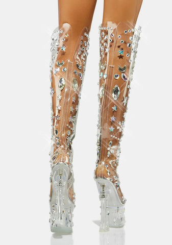 Snowflake Princess Clear Platform Boots