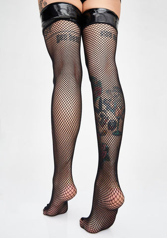 Madame Midnight Thigh High Fishnet Stockings